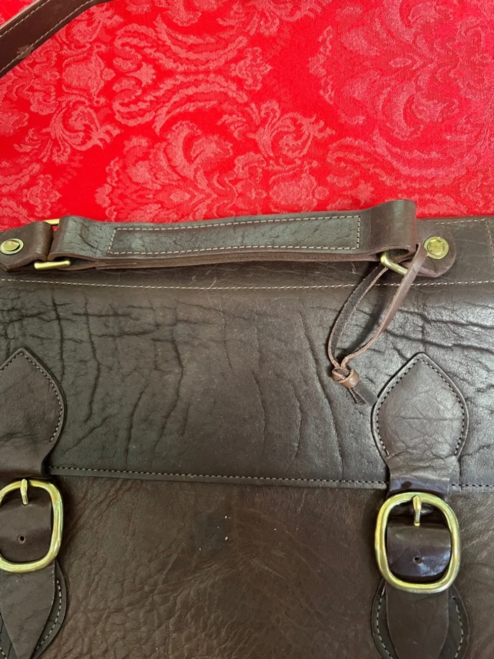 Buffalo Billfold Company 1920s Attache Briefcase American Bison Leather USA Made